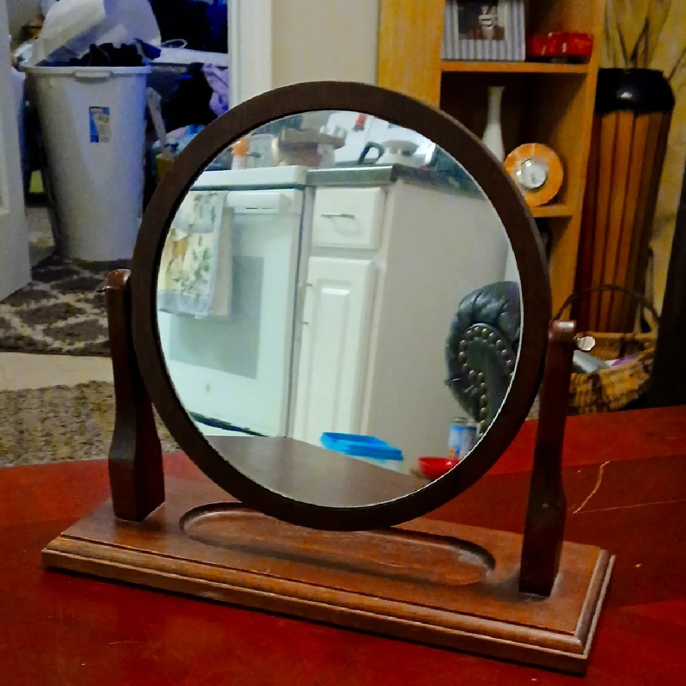 Elegant Brown Wooden Vanity Mirror